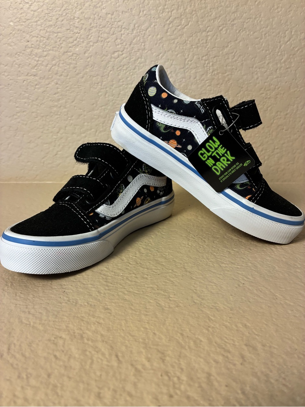 Vans Kids Glow-in-the-Dark Space Print Sneakers - Black, White & Blue Accent